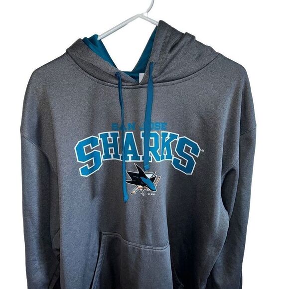NHL San Jose sharks  gray athletic material hoodie - Picture 2 of 6